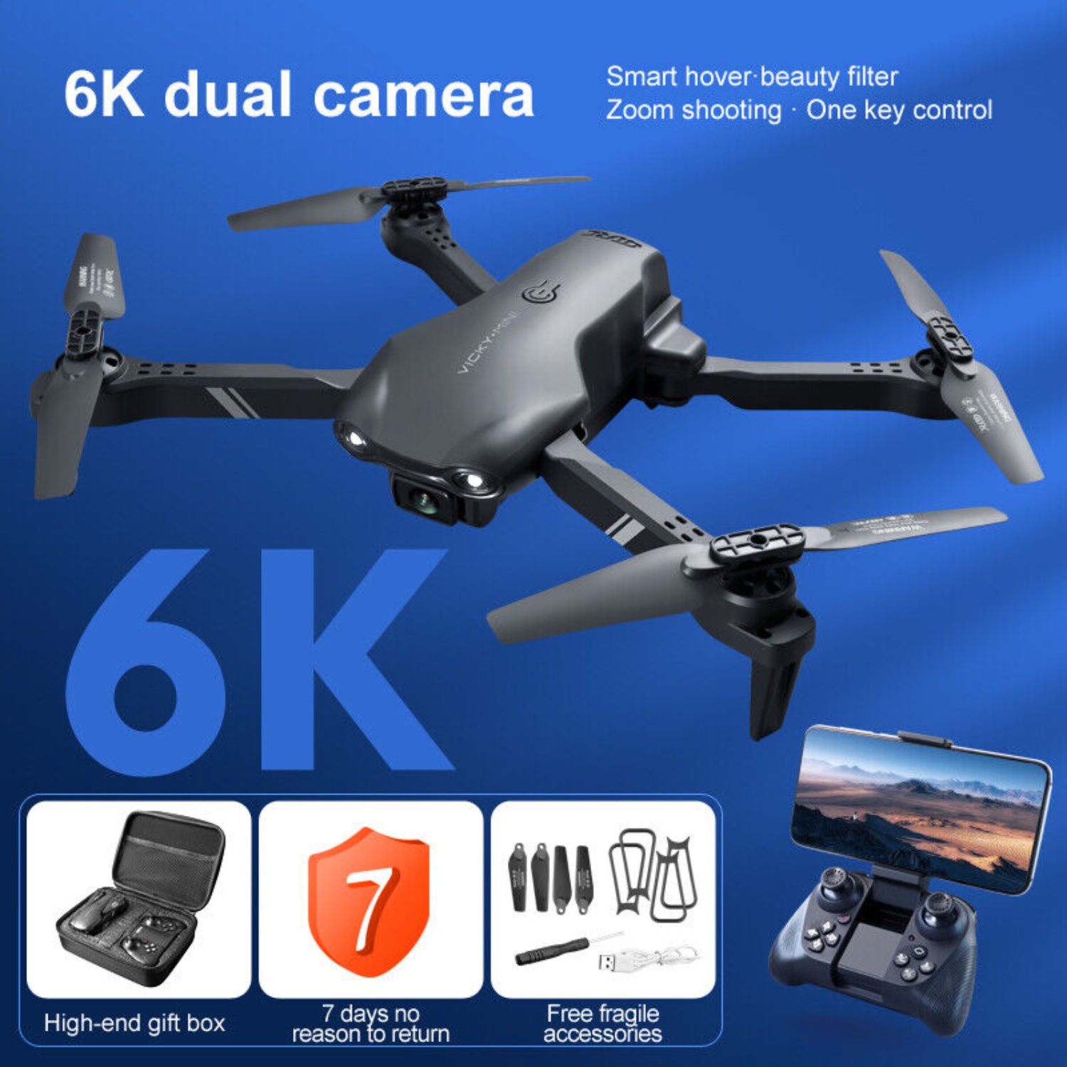 4DRC V13 RC Drone 6K HD Dual Camera WiFi FPV Foldable Quadcopter Camera Drone ,2 Battery.Logistics Is Randomly Sent By UPS,USPS,FEDEX - Image 3